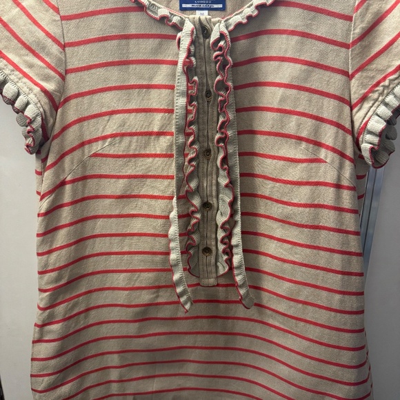 Burberry London Dress | Linen Short Sleeve Dress Perfect for Fall |Ruffle Detail - Picture 3 of 15